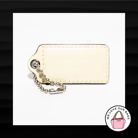 2.5" Large COACH IVORY PATENT LEATHER KEY FOB BAG CHARM KEYCHAIN HANGTAG TAG - Picture 1 of 1